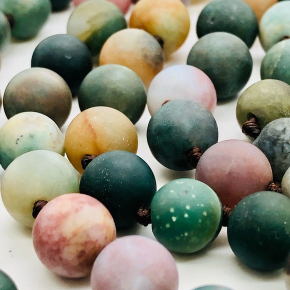 Vintage Frosted Glass Bead Long Necklace - Picture 11 of 14